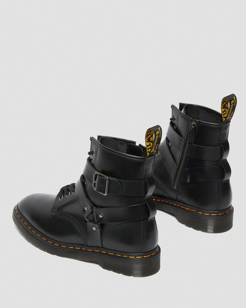 Dr Martens Cristofor Læder Harness Snørestøvler Dame Sort | DK 218EBC